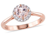4/5 Carat (ctw) Morganite Halo Ring in Rose Pink Sterling Silver with 1/10 Carat (ctw) Diamonds